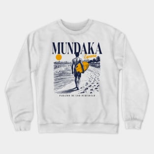 Vintage Surfing Mundaka, Spain // Retro Surfer Sketch // Surfer's Paradise Crewneck Sweatshirt